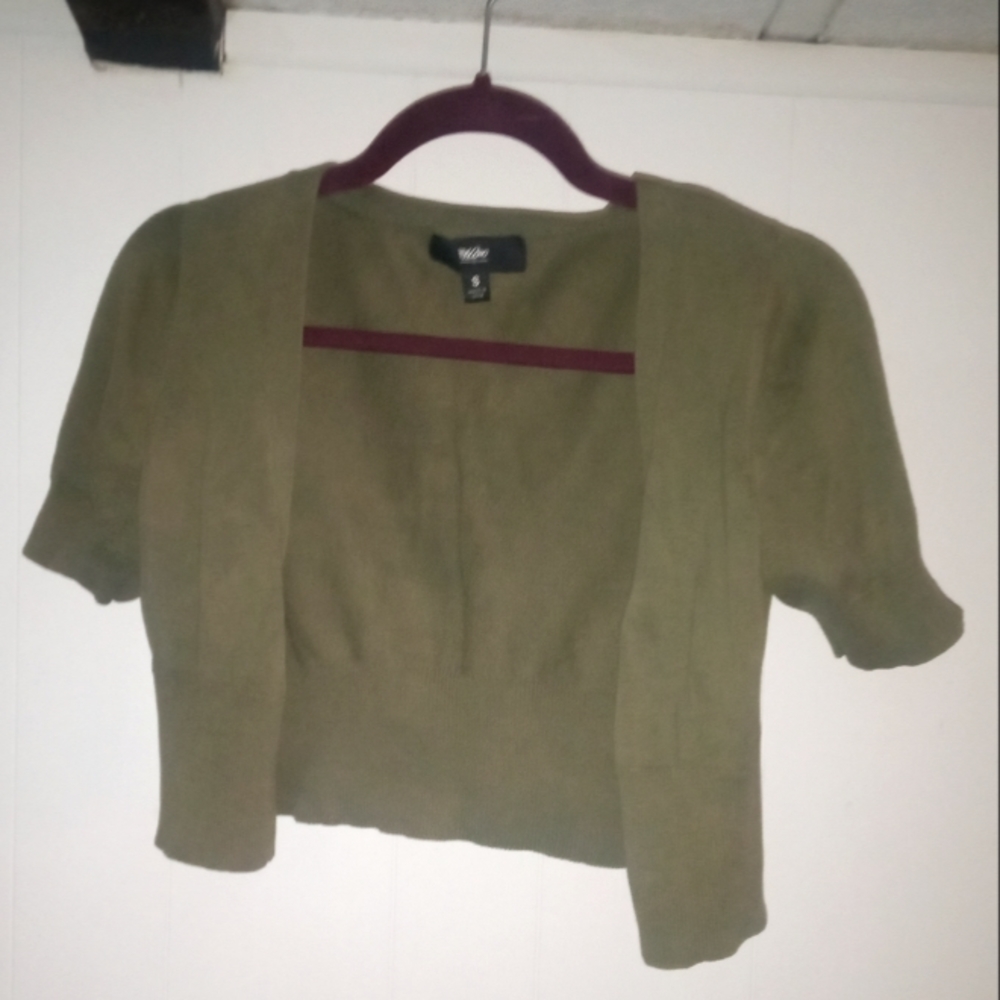 Army green Mossimo Cropped half sleeve cardigan size small
